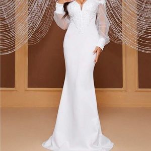 Beautiful wedding, engagement white dress